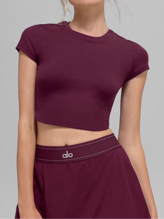 ALO Yoga Tops - ALO Yoga Burgundy Crop Tee